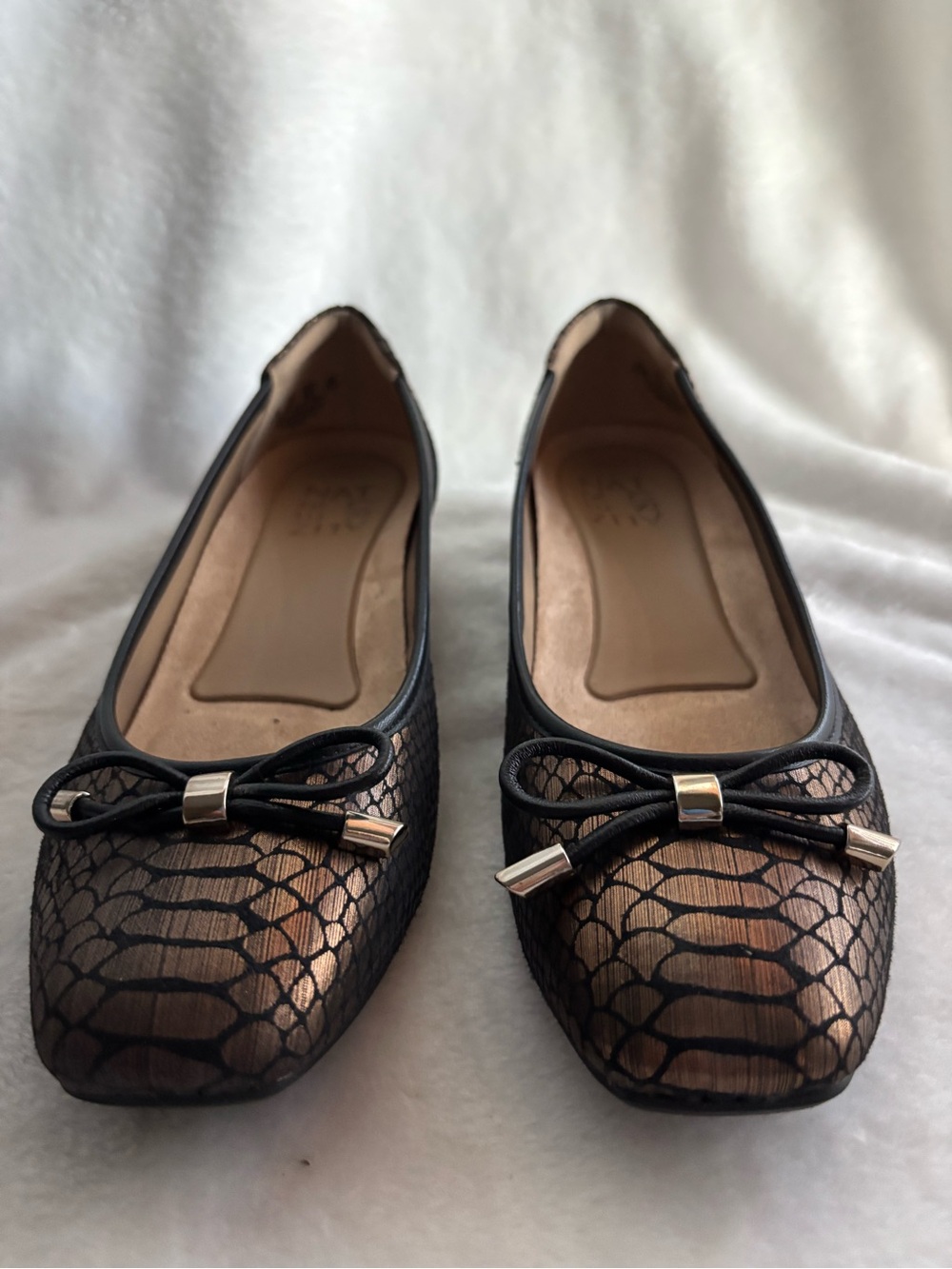 Naturalizer Dove Ballet Flat Bronze/Black Snake Print Size 6.5